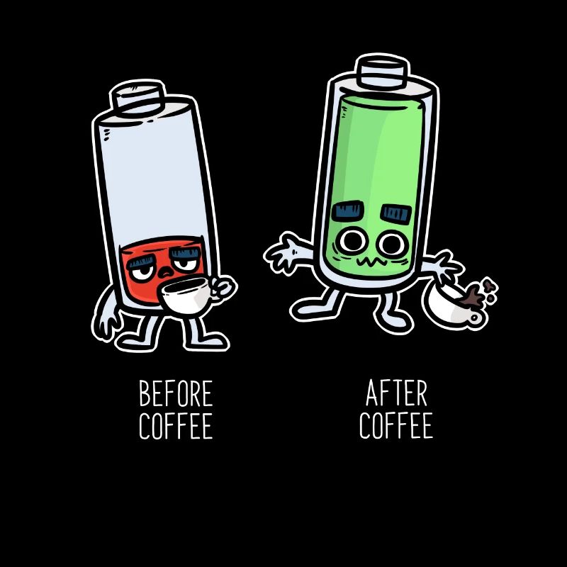 Before & after the coffee battery is empty & full