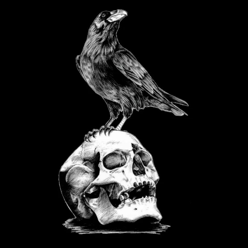 Skull with a crow