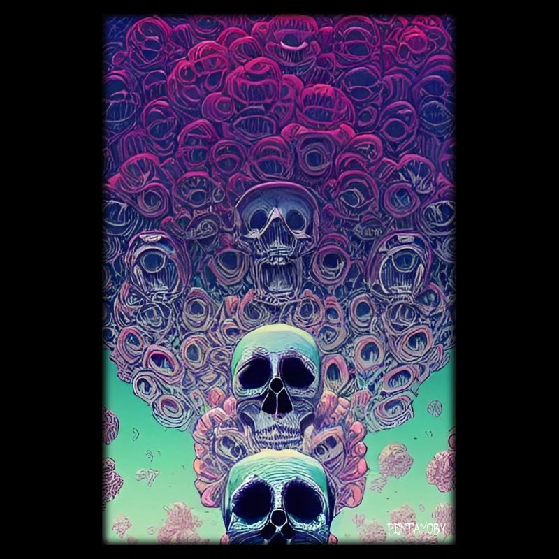Skull Flowers Rose Cloud