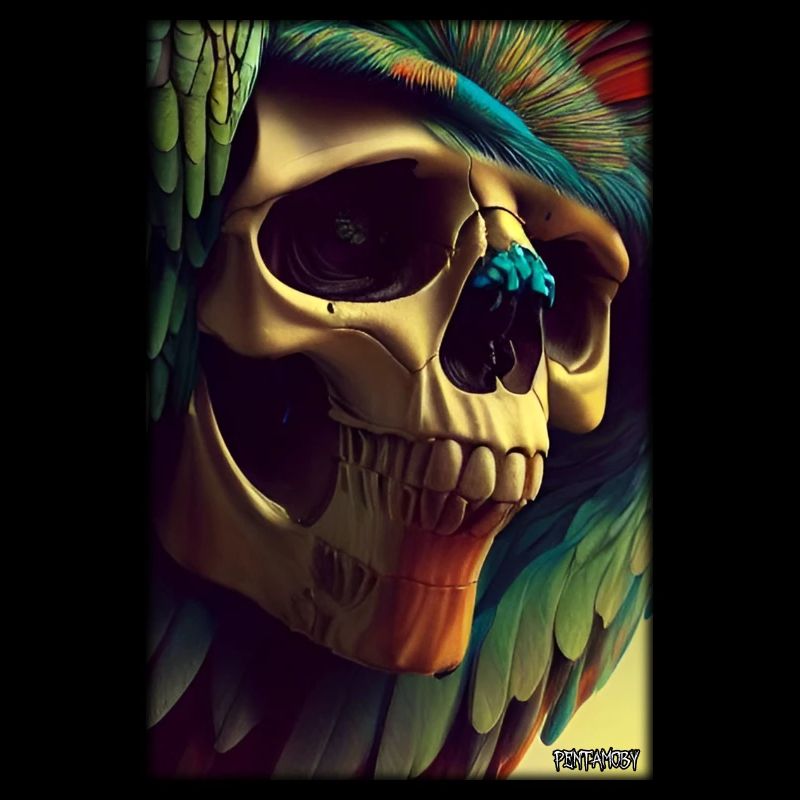 Skull Parrot Feather Skeleton