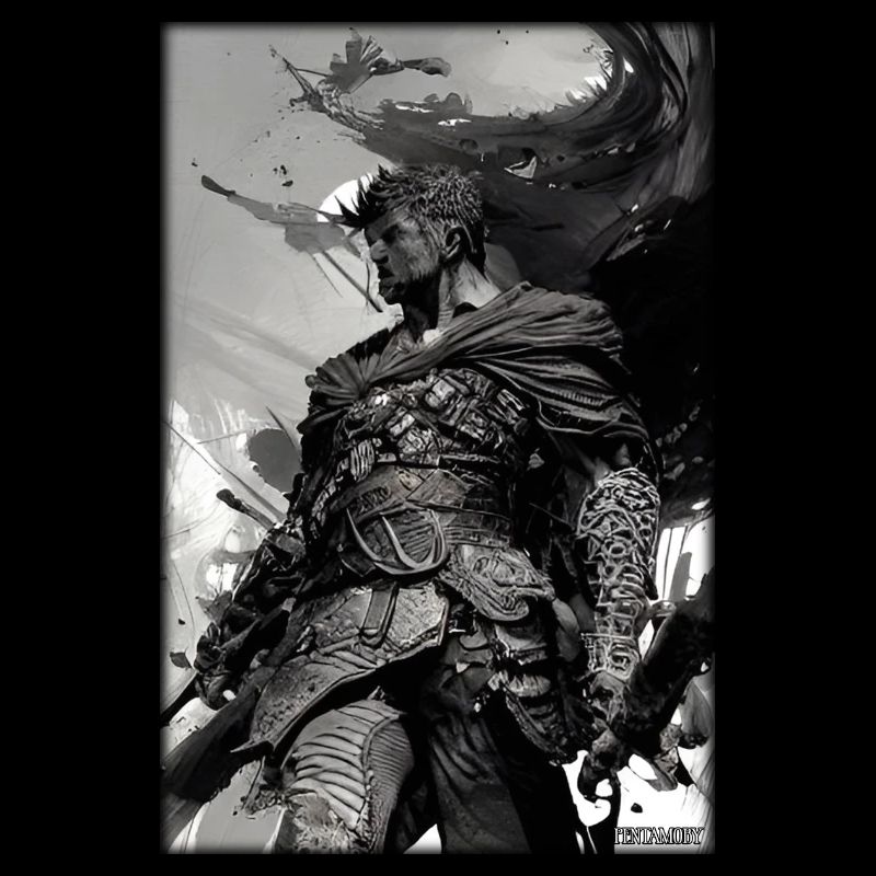 Warrior Sword Vintage Noir Blanc 3