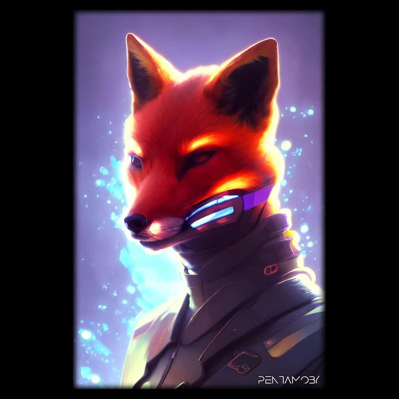 Fox Wildlife Cyber Neon Punk Future Sci-Fi