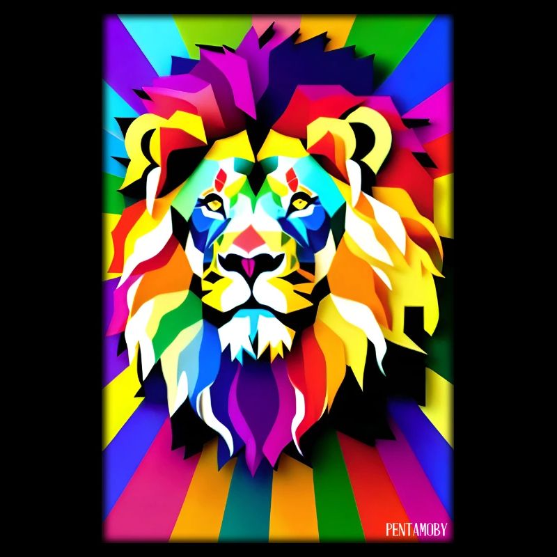 Leo Polygon Arc-en-ciel coloré sauvage Faune sauvage