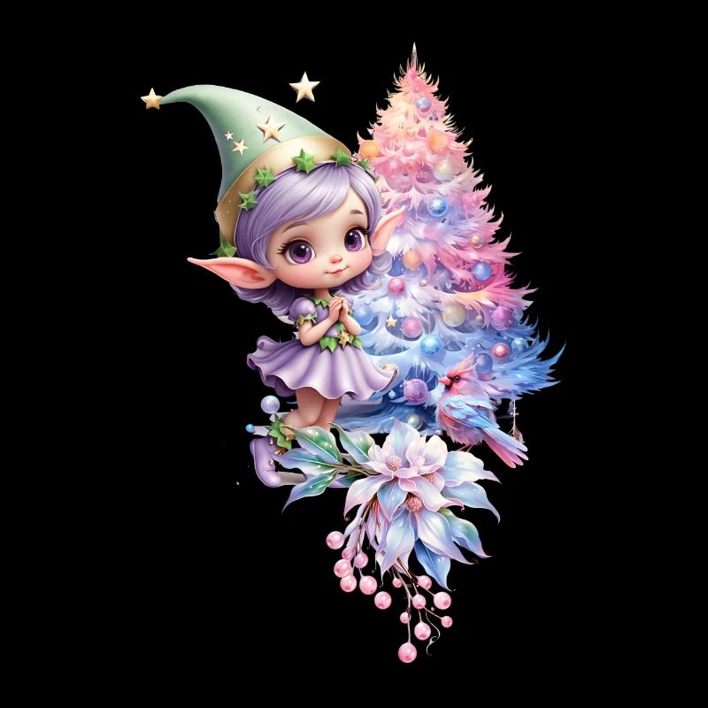 Mignon lutin de Noël aux délicates couleurs violettes