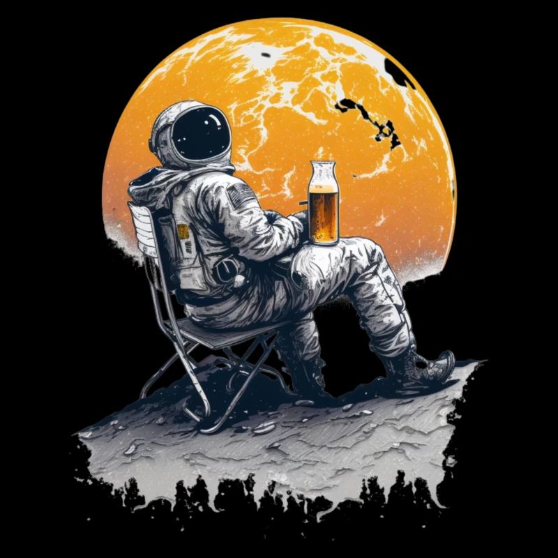 Astronaute d’illustration cool avec de la bière sur la lune
