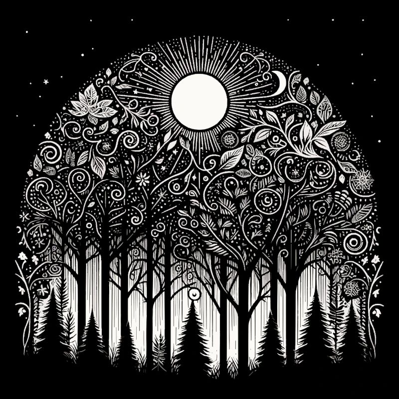 Intricate Forest Pattern Forest Silhouette