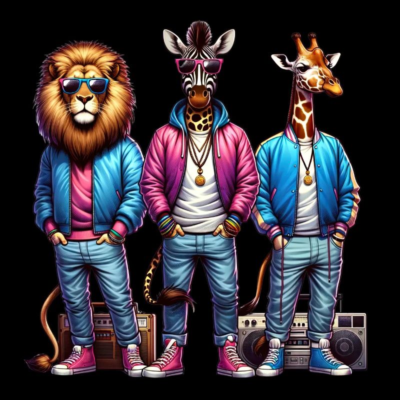 Three stylish anthropomorphic animals
