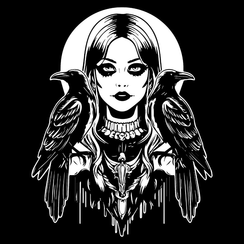 Gothic-Mädchen mit Raben