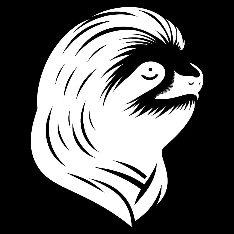 Sloth Portrait Silhouette Face Reverent