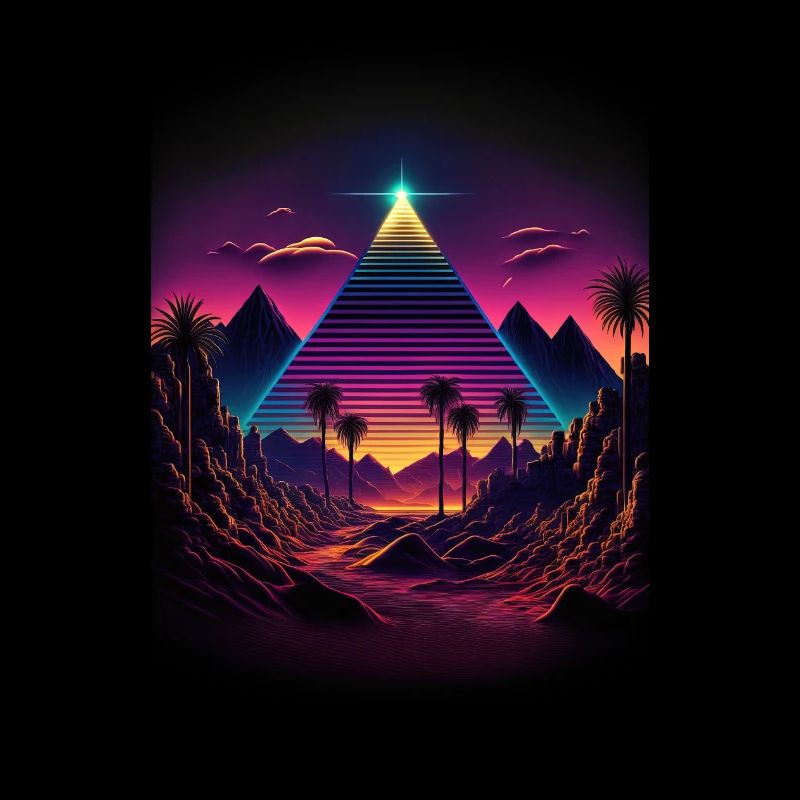 Luminous Monolith: A Retrowave Synthwave Pyramid