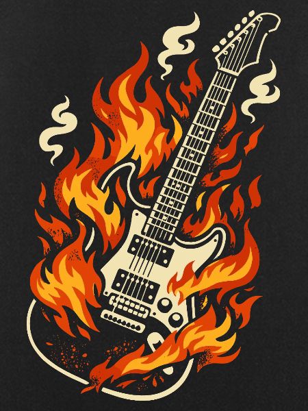 E-Gitarre Brennend Rock Geschenk