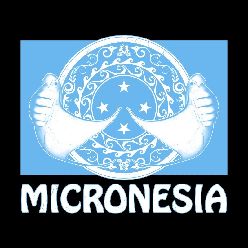 Drapeau de la Micronésie et des raies manta