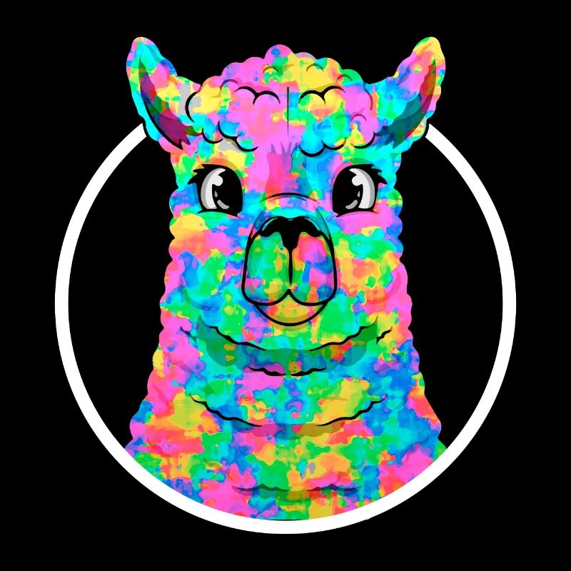 Rainbow Llama Head Alpaca Head