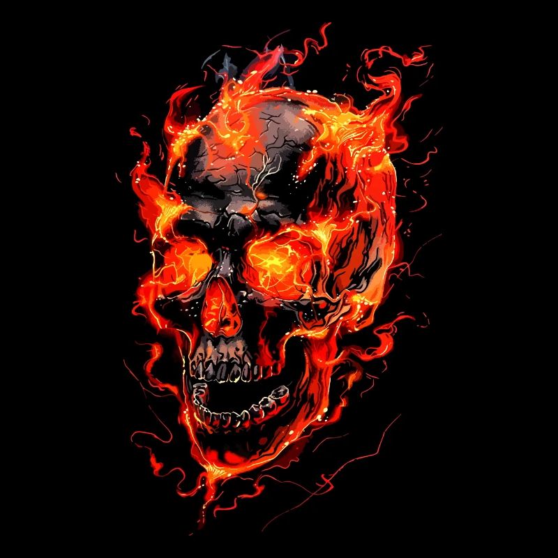 Skull Flames Skull Fire Skeleton Biker