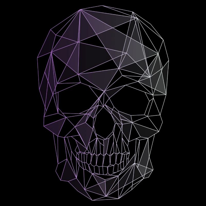 skull purple gothic aesthetic wave low poly