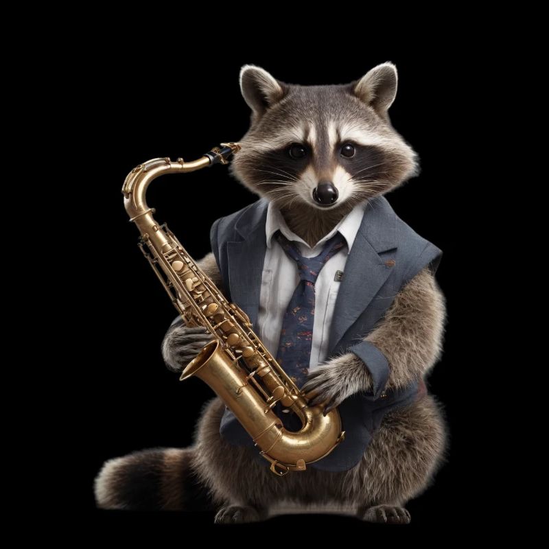 Waschbär Musiker Saxophon