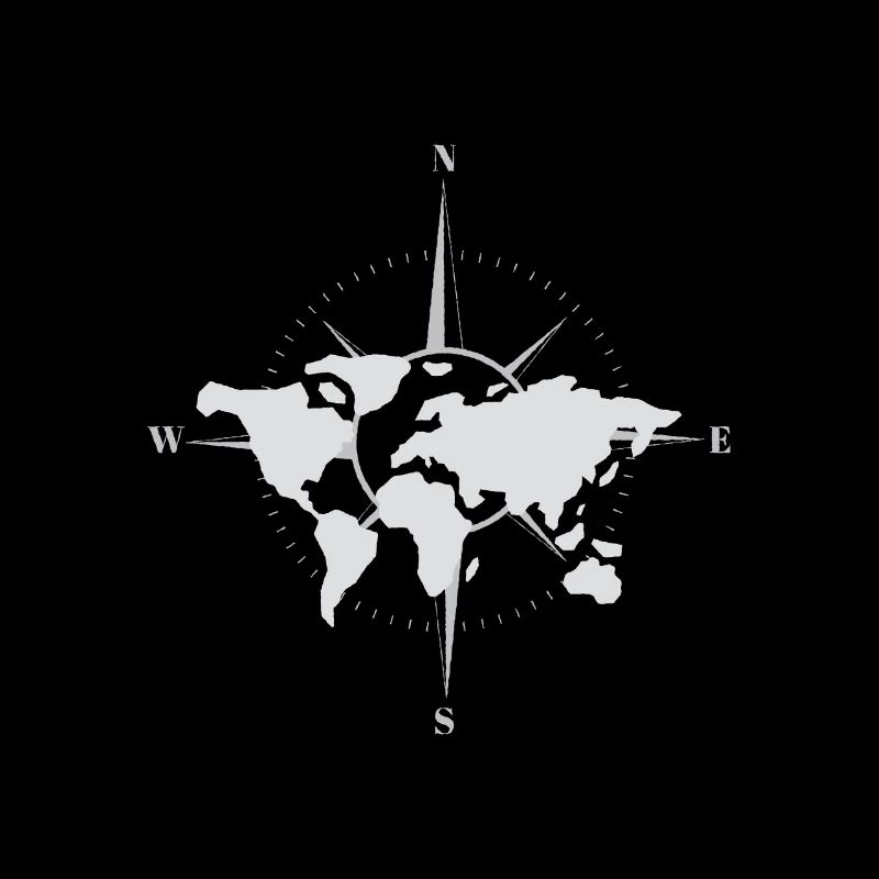 World map and compass