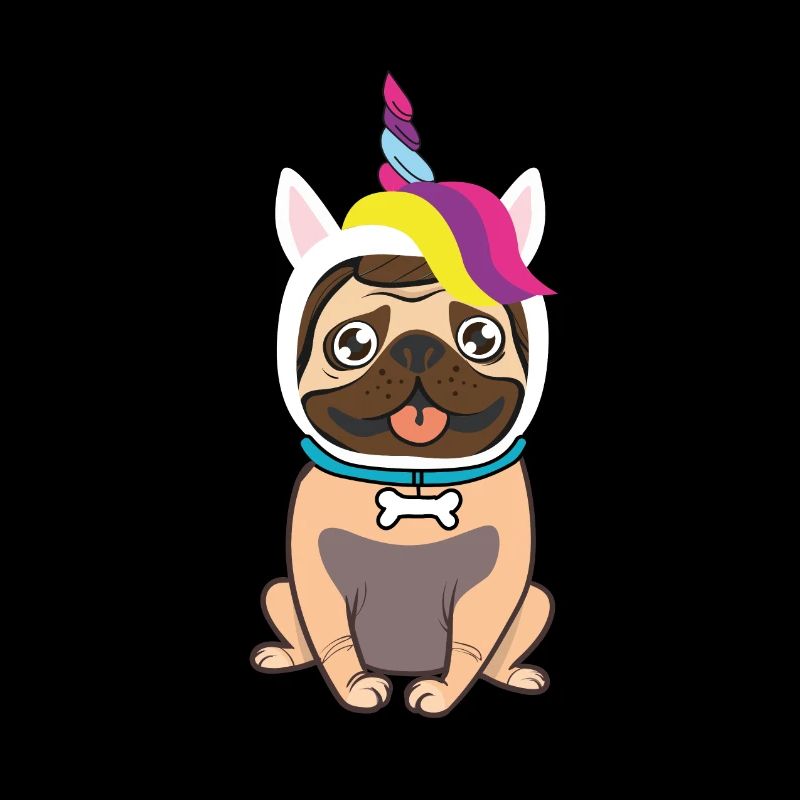 Mops in Einhornkostüm