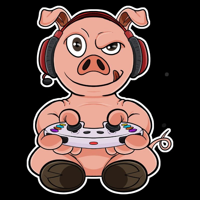 Pig With Gaming Controller I Funny Gaming I Gamer