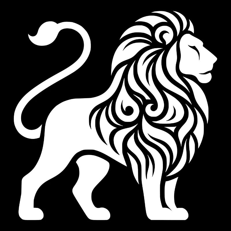 Eleganter Tattoo Löwe mit mächtiger Mähne
