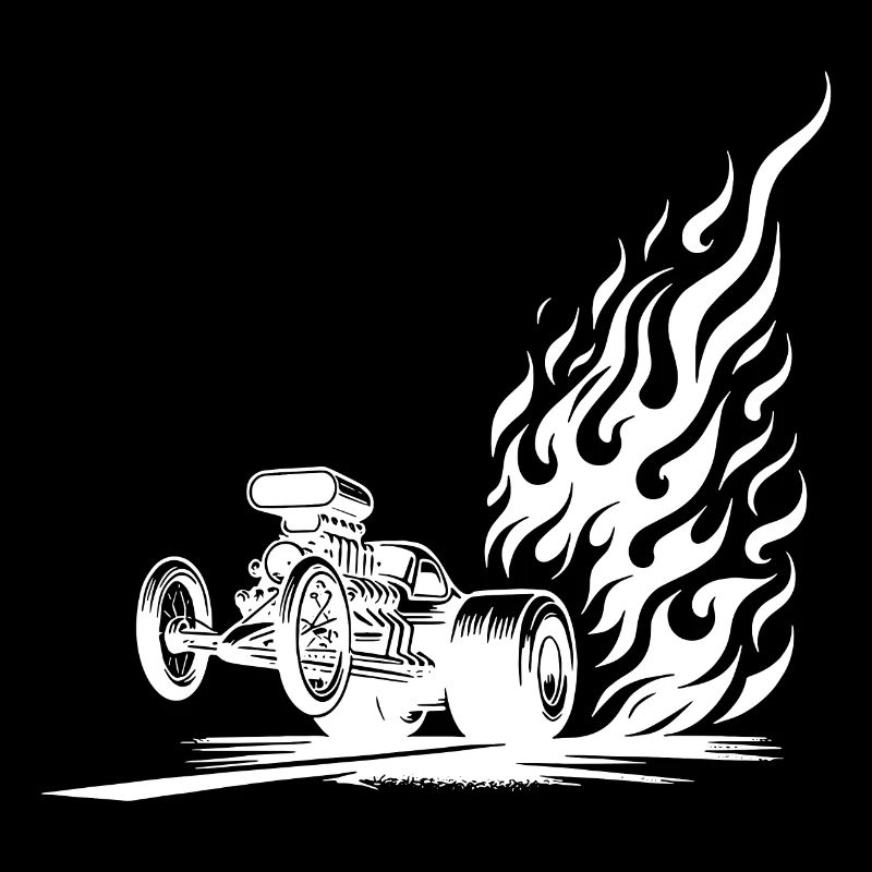 Speeding Dragster Car with Impressive Flames