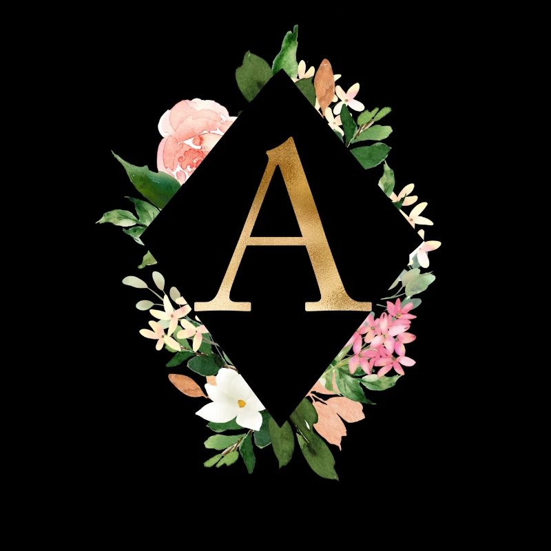 Flowers Bouquet Boho Monogram A customizable