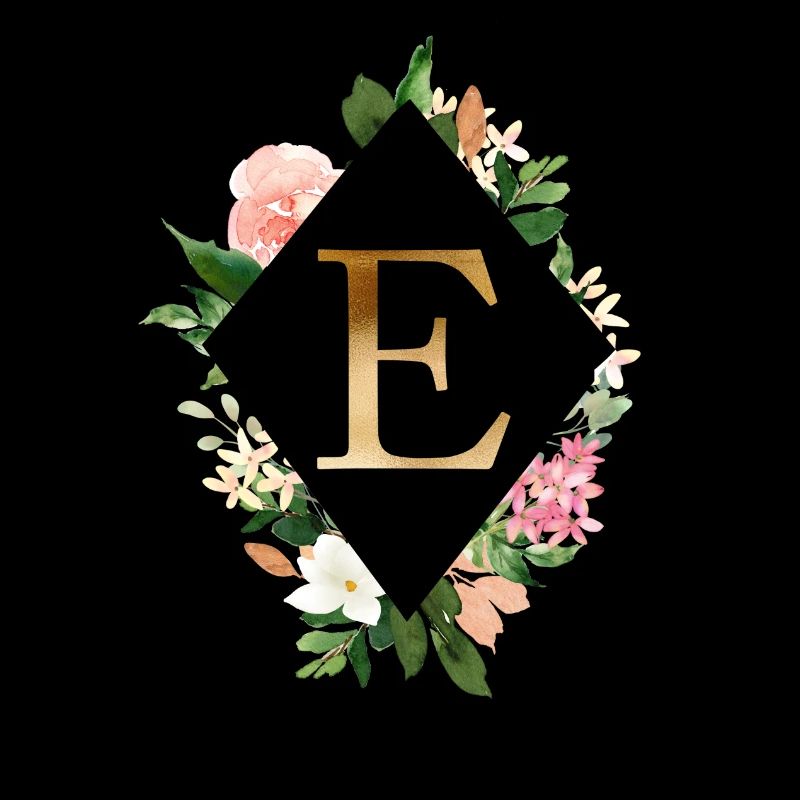 Flowers Bouquet Boho Monogram E customizable