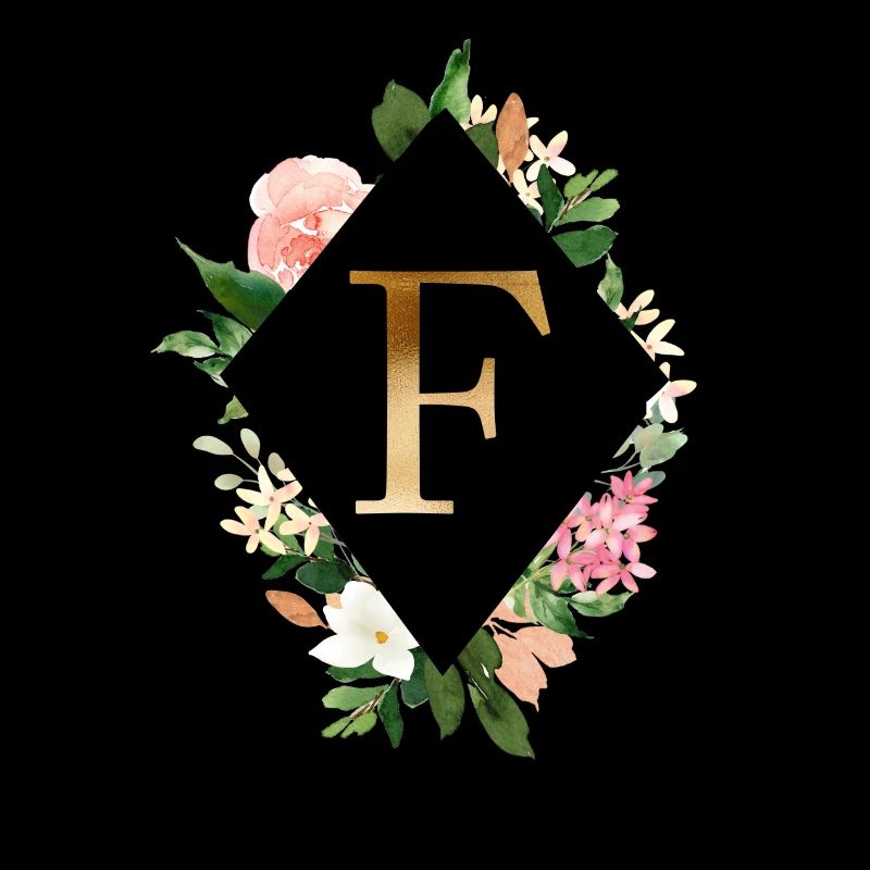 Flowers Bouquet Boho Monogram F customizable