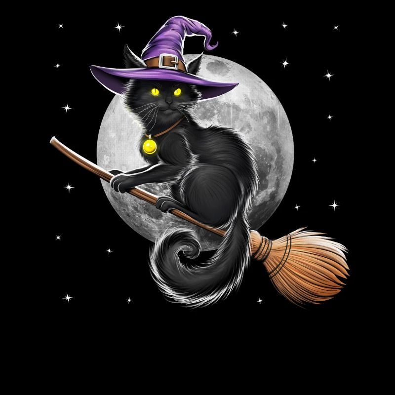 Katze Hexe Reitbesen