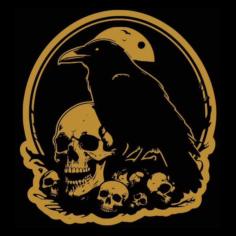 Schwarzer Rabe, Rabe, Rabe mit Schädel Skull