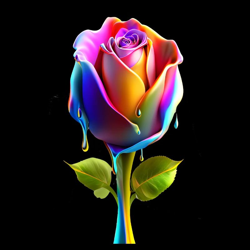 Eine Rose mit kräftig verlaufenden Farben 3D