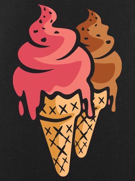 Zwei Eiscremes Cartoon Design