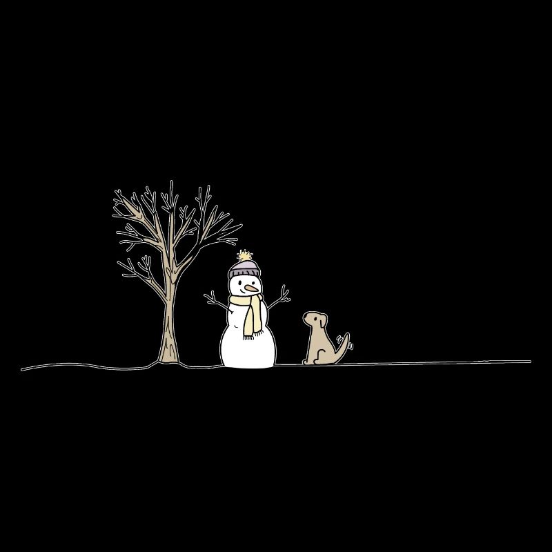 Snow Snowman Dog Stick Throwing Sticks