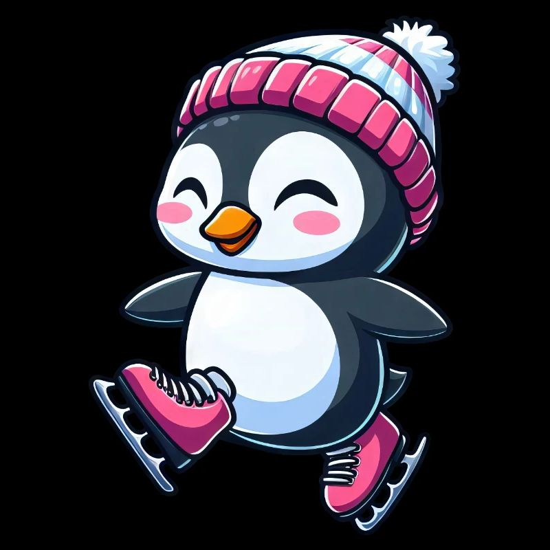 Süßer Cartoon Pinguin Eislaufen Eiskunstlauf
