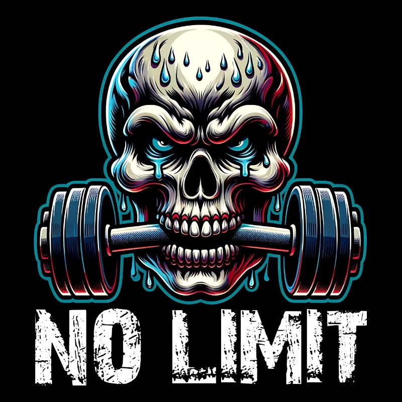Crâne de musculation No Limit Workout avec haltère
