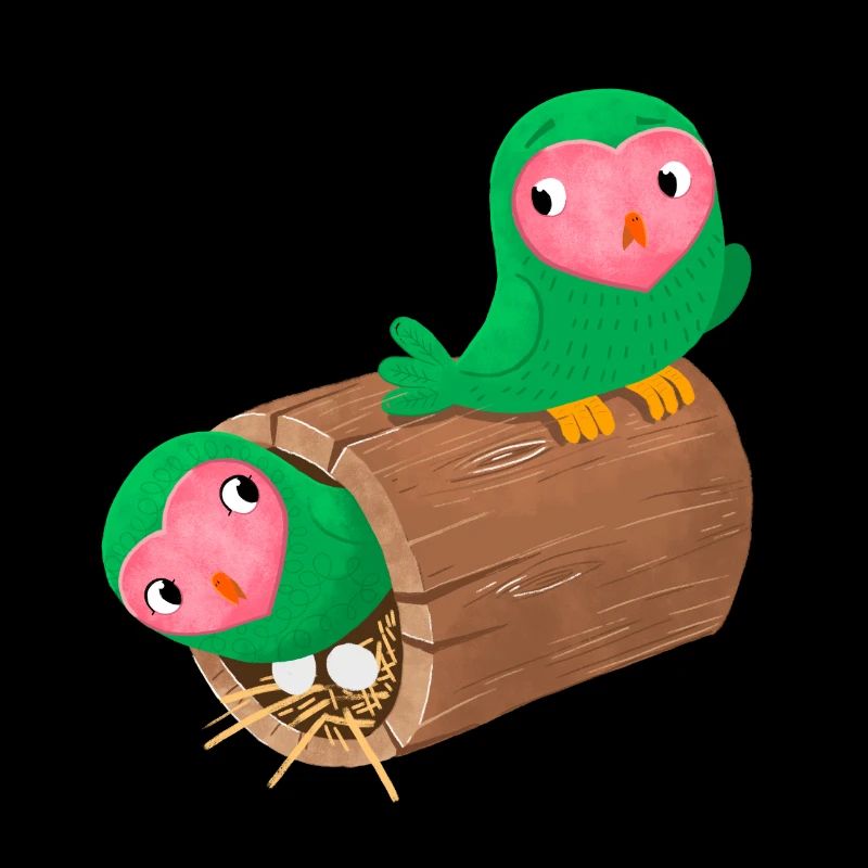 Nesting Pfirsichgesicht Lovebirds in einem Protokoll