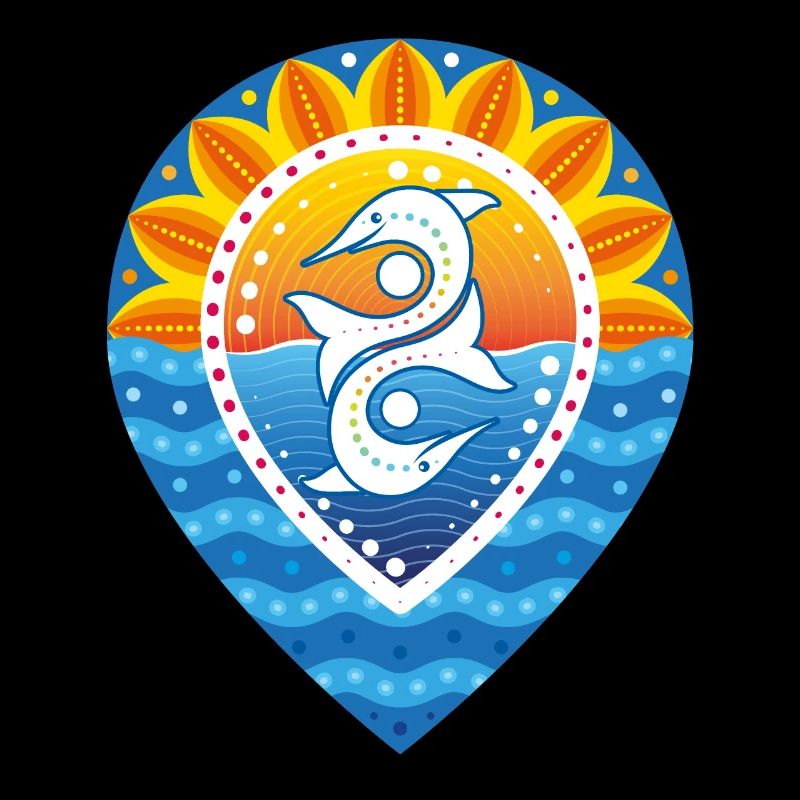 Pinpoint sunset sun waves dolphins