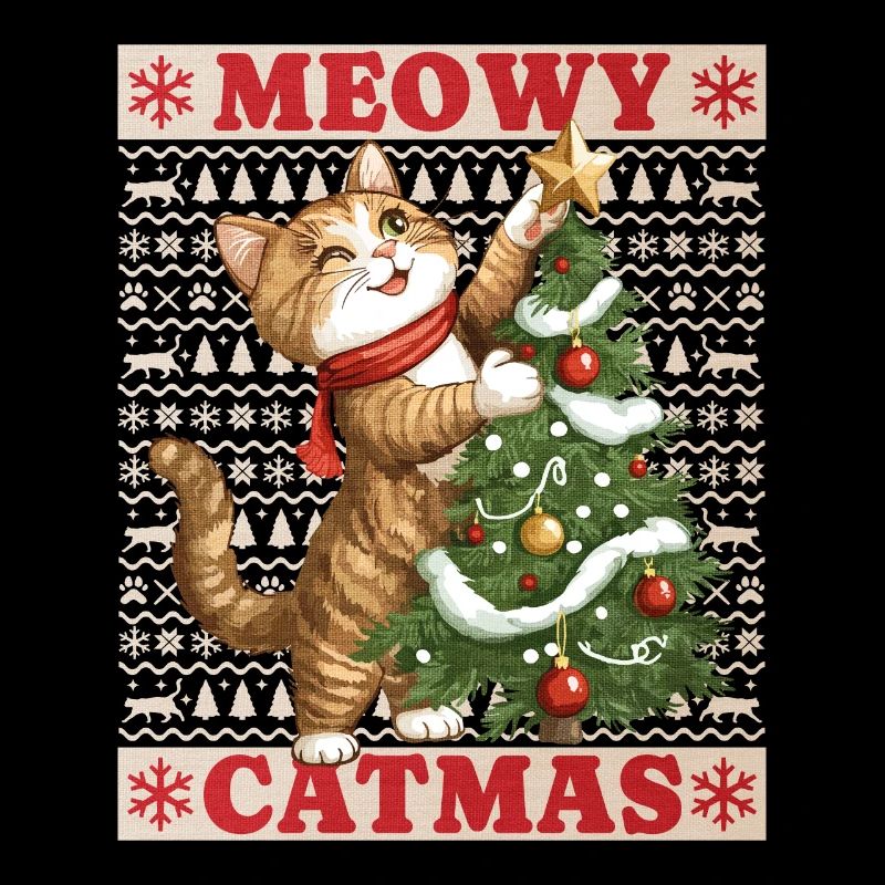 Chat Arbre de Noël Noël Noël Mignon Drôle