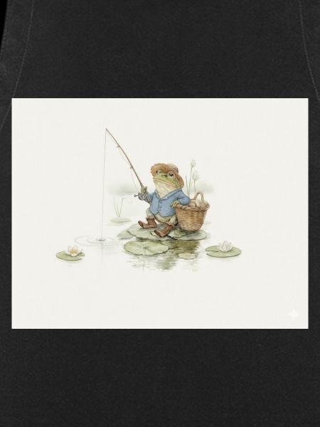 Charming Frog Fisherman Illustration