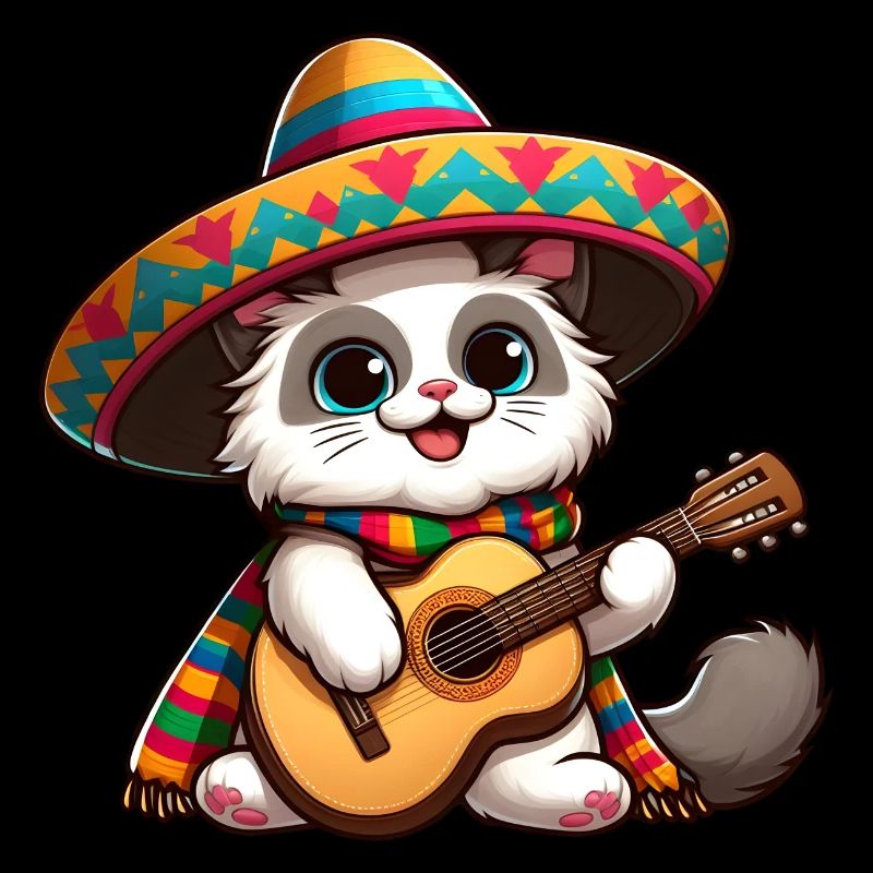 Fiesta Katze Gitarrist Cinco de Mayo