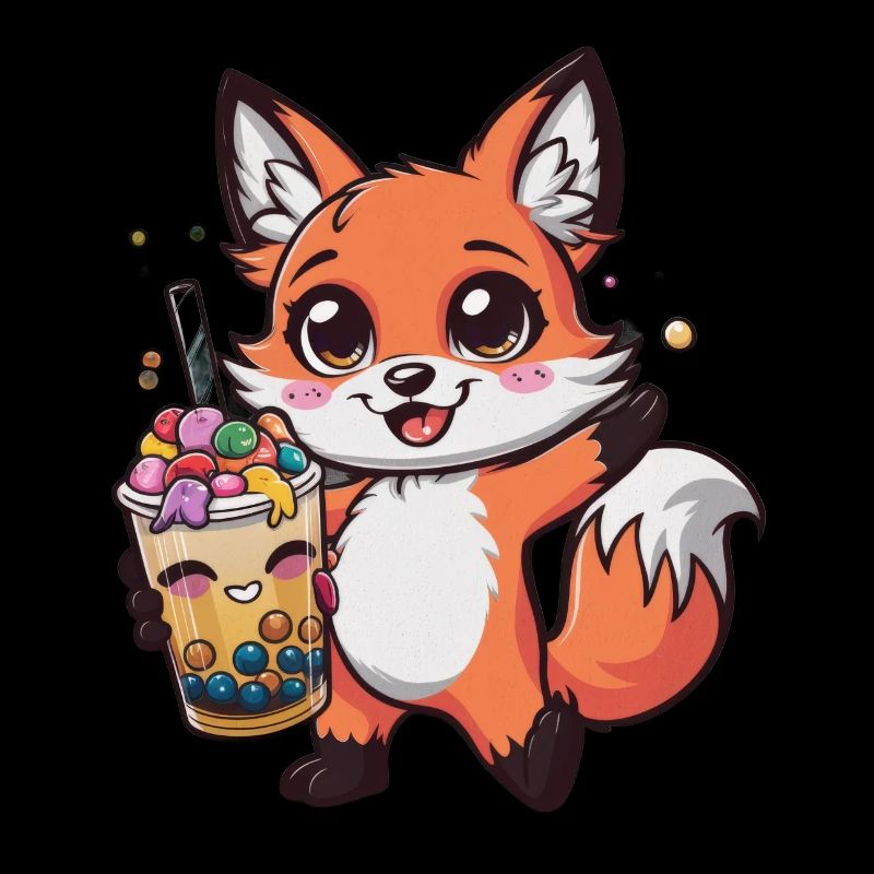 Kawaii Fuchs mit Bubble Tea