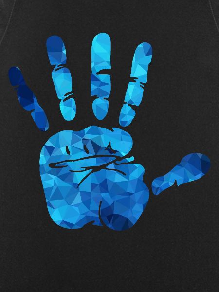 Hand blue polygons