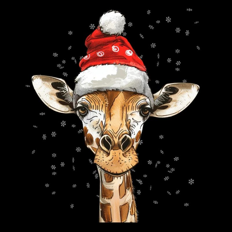 Girafe avec chapeau de Père Noël