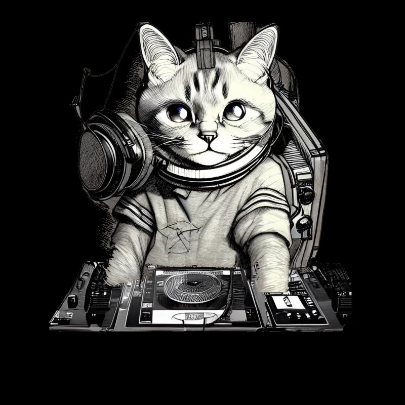 DJ Katze mit Mischpult