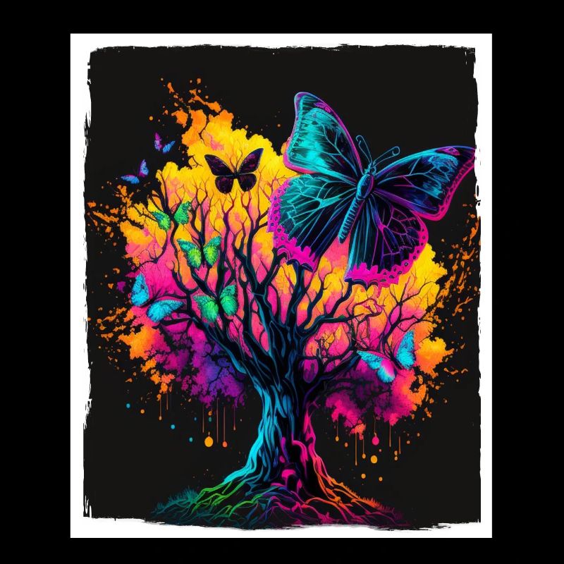 Tree Butterflies Abstract Nature Forest Grunge