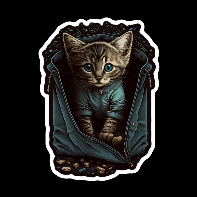 Süße Graue Katze Kätzchen Jeans Jacke Tasche