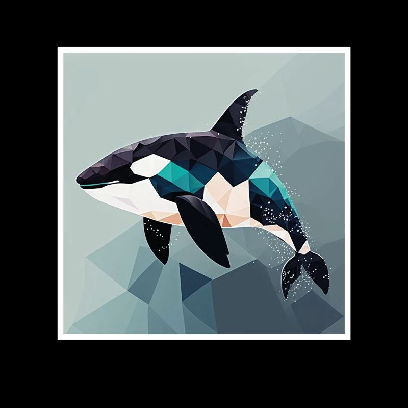 Whale Orca Polygon Geometric Underwater World Ocean