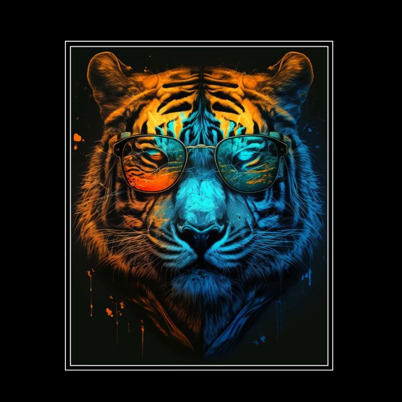 Bengalischer Tiger Katze Boss Chef Raubkatze Neon
