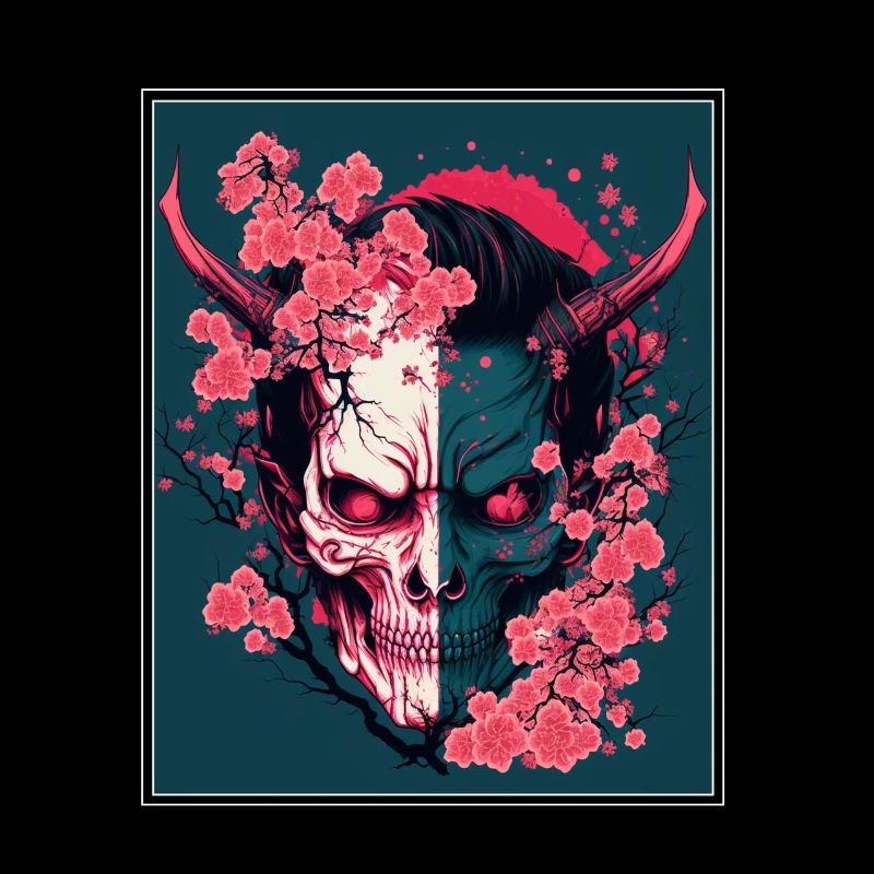 Japanisch Japan Kischblüte Dämon Abstrakt Neon