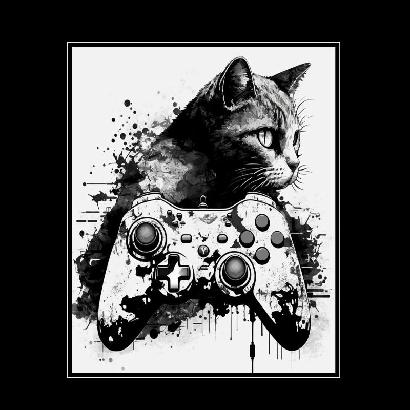 Cats and Gaming Katze Kätzchen Controller Zocken